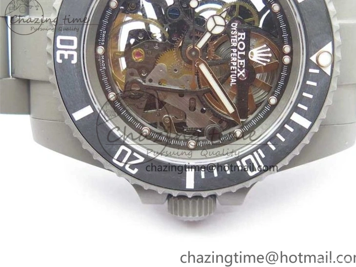 0522 Submariner 116610 Andrea Pirlo Sandblasted ROF Best Edition Carbon Bezel on Skeleton DIal SA TimelessDesign 2789